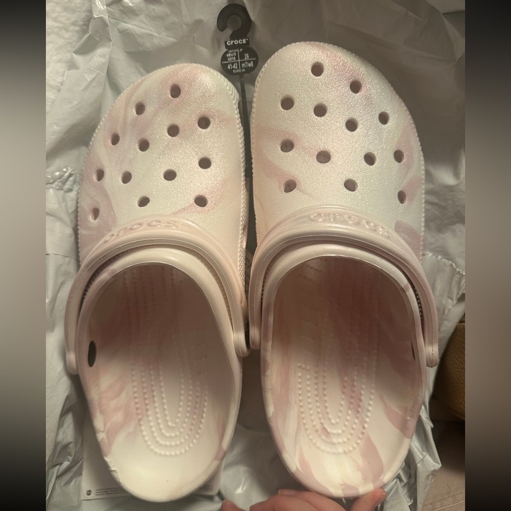 Pink Marble Crocs